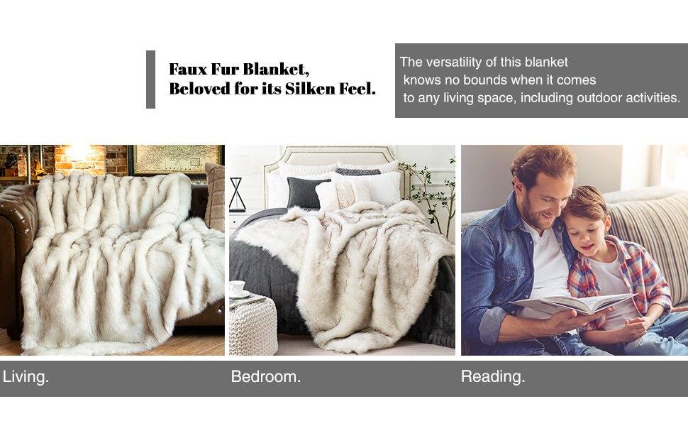 Luxury Faux Fur Blankets in Different Colours and Sizes, Warm Elegant Quality Cozy Throws