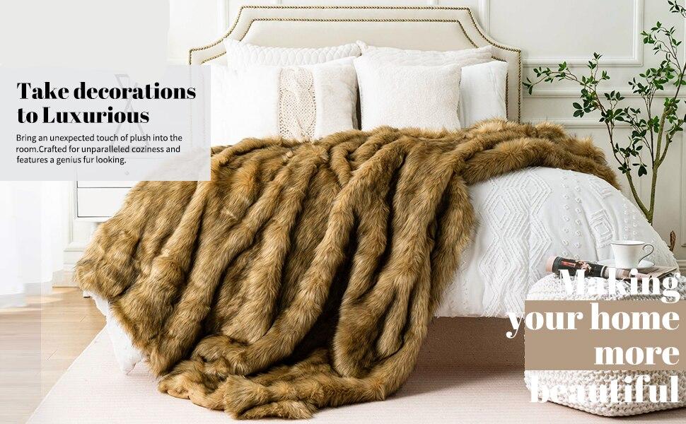 Luxury Faux Fur Blankets in Different Colours and Sizes, Warm Elegant Quality Cozy Throws