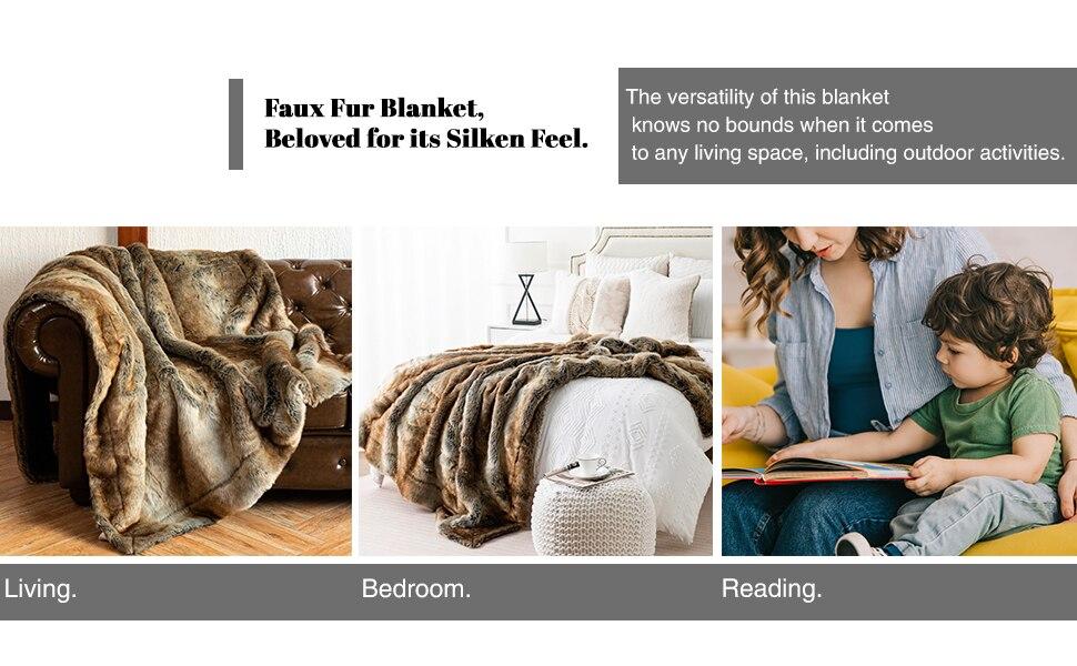 Luxury Faux Fur Blankets in Different Colours and Sizes, Warm Elegant Quality Cozy Throws