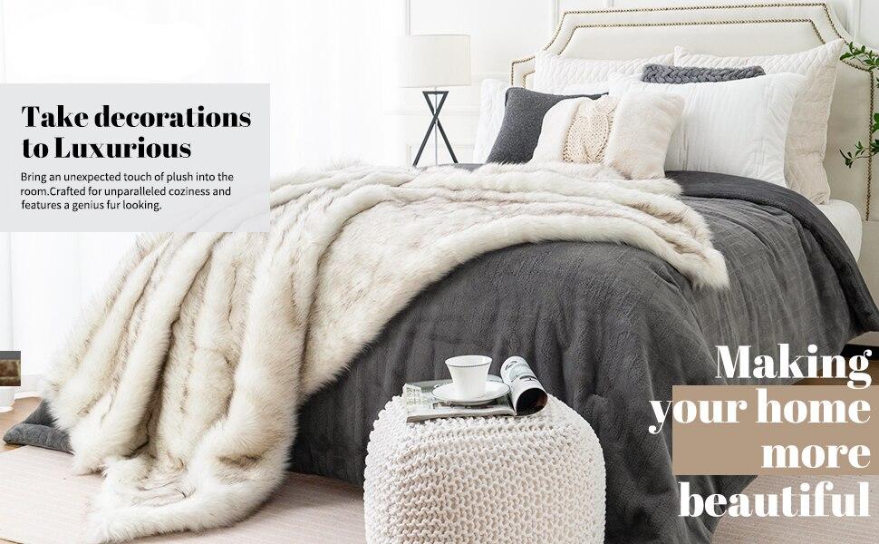 Luxury Faux Fur Blankets in Different Colours and Sizes, Warm Elegant Quality Cozy Throws
