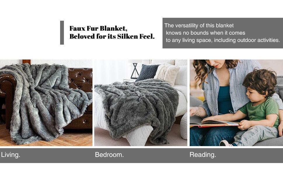 Luxury Faux Fur Blankets in Different Colours and Sizes, Warm Elegant Quality Cozy Throws